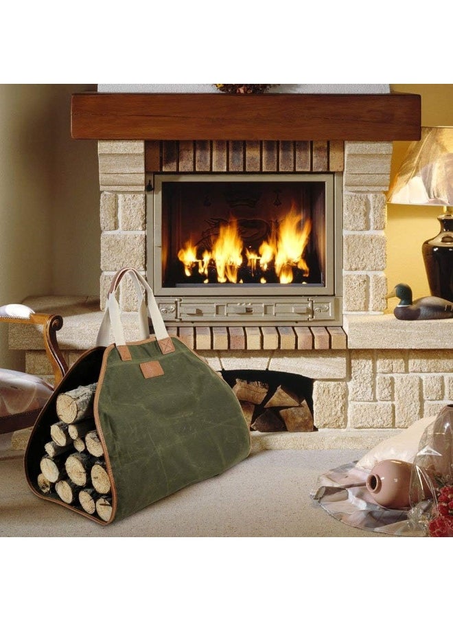 INNO STAGE - INNO STAGE Firewood Carrier - Waxed Canvas Wood Carrier for Firewood, Heavy Duty Log Carrier Bag As Wood Stove Accessories - Image 1