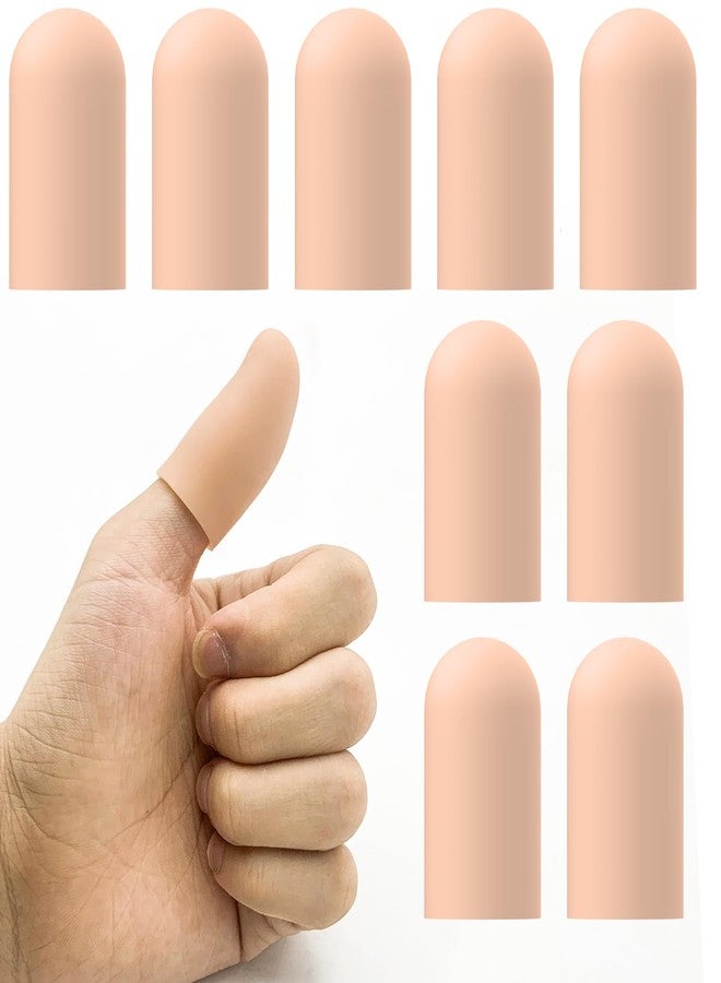 TYTDOUTER Thumb Gel Finger Cot, 10 Pieces Silicone Finger Caps, Rubber Finger Protector Caps for Trigger, Arthritis, Cracking, Peeling, Hangnail, Callus and Pain Relief, (Nude, Medium) - Image 1