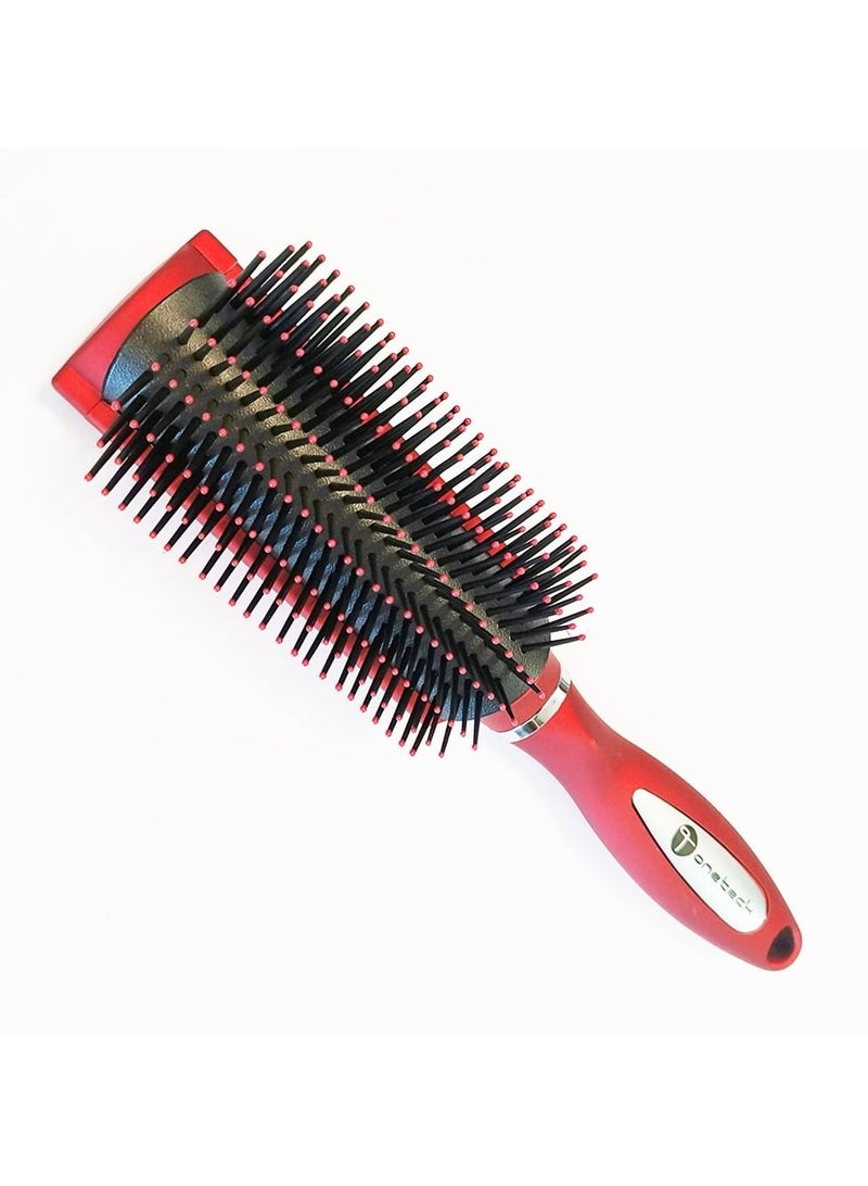 وان تيك فرشاة شعر منحنية متعددة الوظائف من ون تك - أحمر معدني، قطعة واحدة | فك التشابك، والتجفيف، والتصفيف، وتحديد التجعيدات، والتنعيم