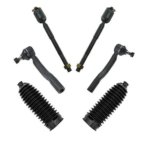 TRQ Front Driver & Passenger Side Inner & Outer Steering Kit Steering Rack & Pinion Bellow Tie Rod Compatible with 2005-2012 Toyota Avalon 2007-2011 Camry - Image 1