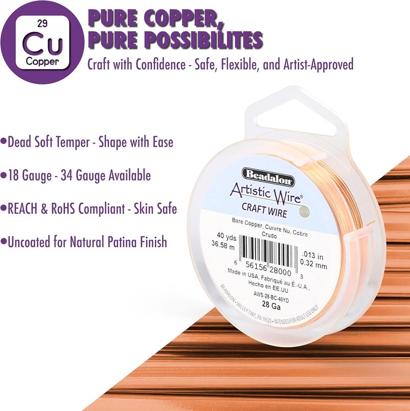 Artistic Wire 30 Gauge Bare Copper Craft Wire - 30 Yards (27.4 m) - Image 2