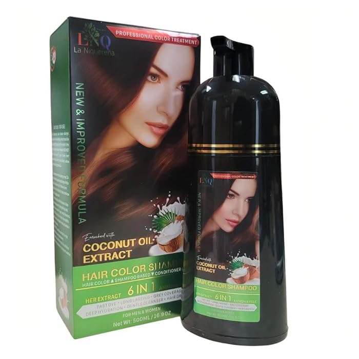 Shampoo con Tinte de Aceite de Coco – Negro Natural – 500 ml – Fórmula 6 en 1 – Sin Amoníaco - Image 2