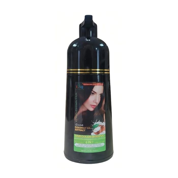 Shampoo con Tinte de Aceite de Coco – Negro Natural – 500 ml – Fórmula 6 en 1 – Sin Amoníaco - Image 1