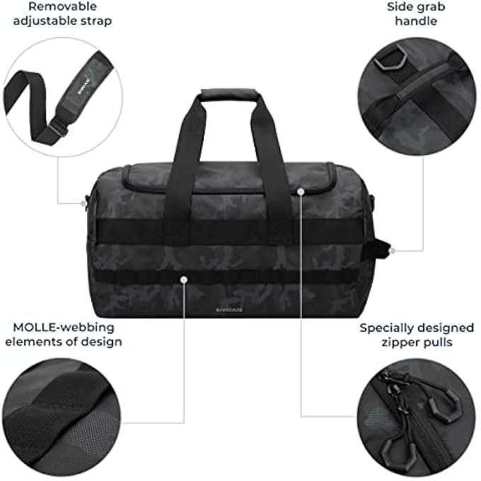 RivaCase 7642 حقيبة عطلة مع قسم للأحذية سعة 50 لتر حقيبة دوفل للرجال والنساء مادة مقاومة للماء حقيبة سفر بلون كاكي بحري حقيبة رياضية حقيبة لياقة بدنية قابلة للطي للجيم أو السفر - Image 2