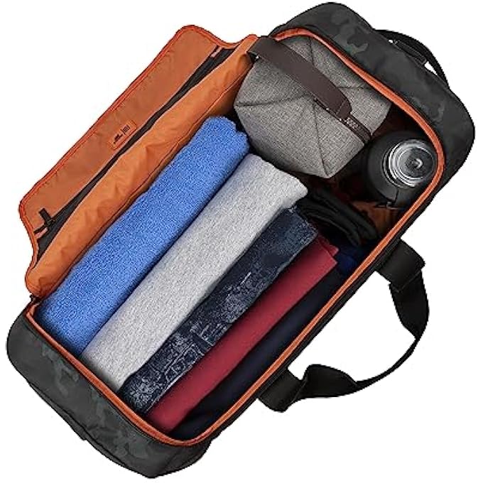 RivaCase 7642 حقيبة عطلة مع قسم للأحذية سعة 50 لتر حقيبة دوفل للرجال والنساء مادة مقاومة للماء حقيبة سفر بلون كاكي بحري حقيبة رياضية حقيبة لياقة بدنية قابلة للطي للجيم أو السفر - Image 4