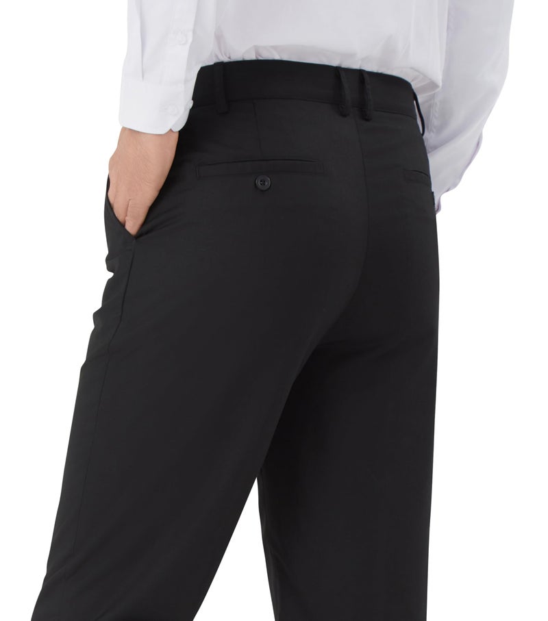 Idtswch Men's Tall Classic Fit Flex Flat Front Dress Pants Formal Pants for Business & Office Black - Image 3
