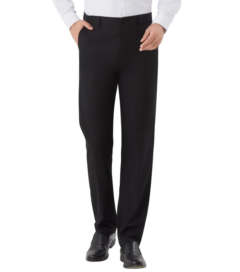 Idtswch Men's Tall Classic Fit Flex Flat Front Dress Pants Formal Pants for Business & Office Black - Image 1