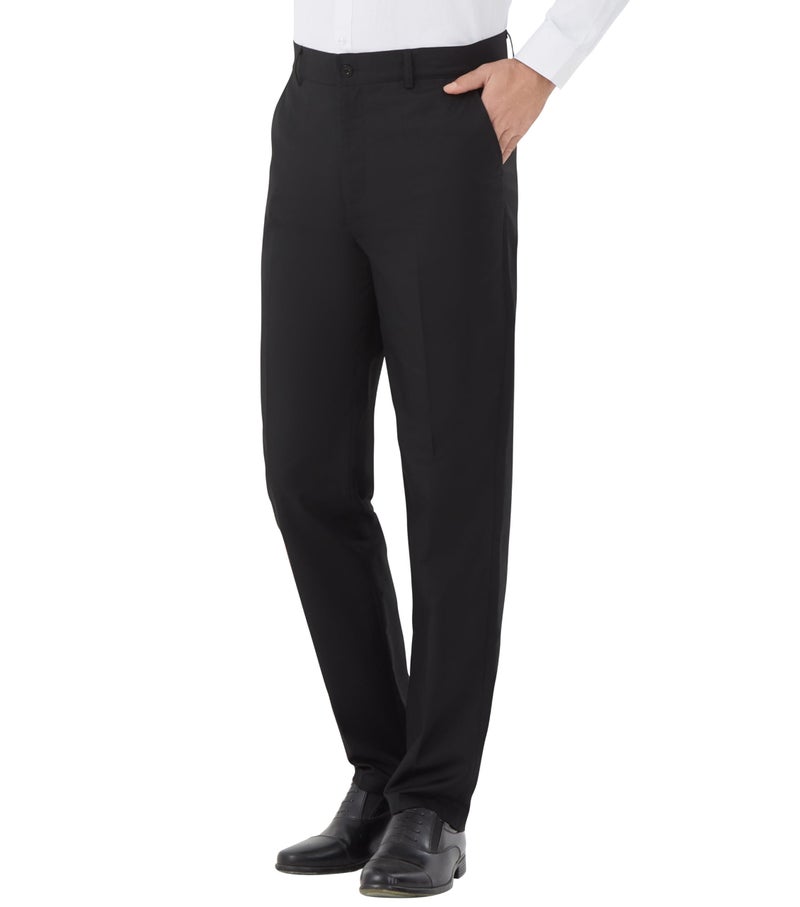 Idtswch Men's Tall Classic Fit Flex Flat Front Dress Pants Formal Pants for Business & Office Black - Image 2