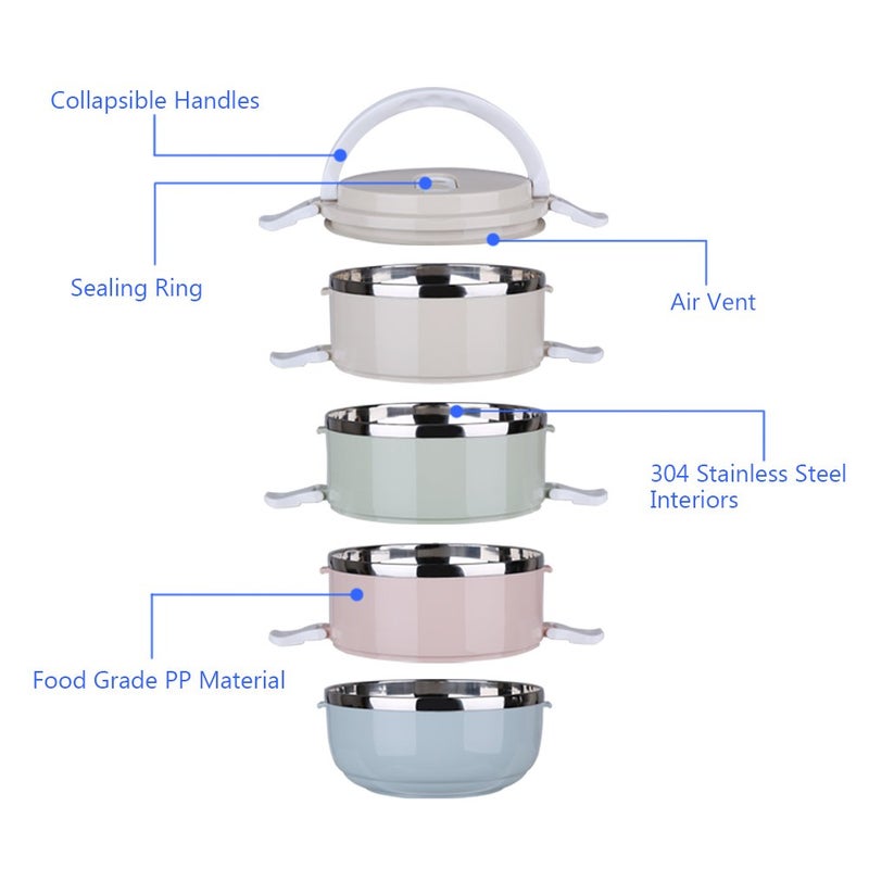 flexman 4 Tiers Bento, 96Oz Portable Stainless Steel Travel Bento Bowls Set Rubber Sealant Lid with Thicken Buckle for Office Worker Home Pet Outdoor - Image 5