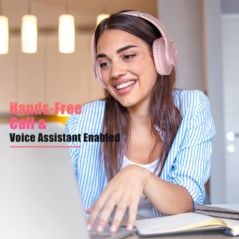 KVIDIO Bluetooth Headphones Over Ear, 65 Hours Playtime Wireless Headphones with Microphone, Foldable Lightweight Headset with Bass and Stereo Sound Low Latency for Travel Work Cellphone - Image 4