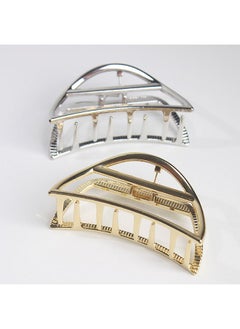 Fodattm Vintage Metal Hair Claw Hair Jaw Clips Hair Clamp Accessories For Women (Semicircle Silver)  - Image 3