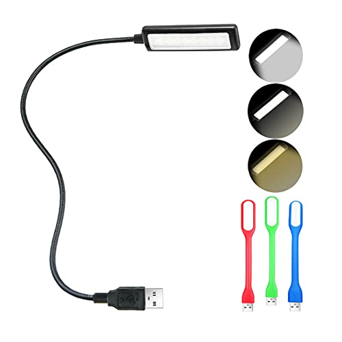 ORIEMARS USB Reading Light, Laptop Keyboard Light for Computer Adjustable Gooseneck, 3 Color x 3 Brightness USB Lamp/1pc + 3pcs Mini LED (1 + 3) - Image 1