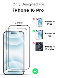 glassology 2Pack Screen Protector for iPhone 16 Pro 6.9"  9H+ Unbreakable HD Ultra Clear Tempered Glass Easy Install Full Coverage & Case-Friendly Includes Installer Frame  - Image 2