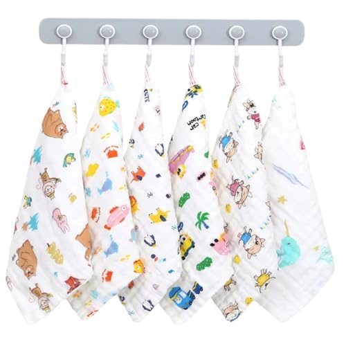 Tinnie Frenzy Premium Muslin Baby Burp Cloths – Ultra Soft & Absorbent, 6 Layers for Newborns & Infants – Pack of 5/10 – Baby Essentials for Baby Feeding (White Printed, Pack of 5) - Image 2