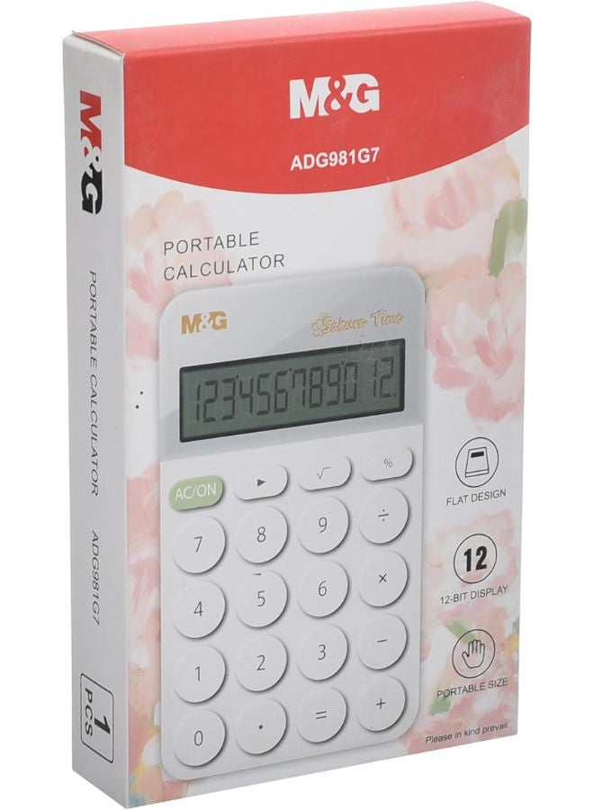 ام اند جي آلة حاسبة محمولة، تصميم مسطح، 12 رقمًا، طاقة مزدوجة، صغيرة الحجم، ألوان متنوعة - Image 3