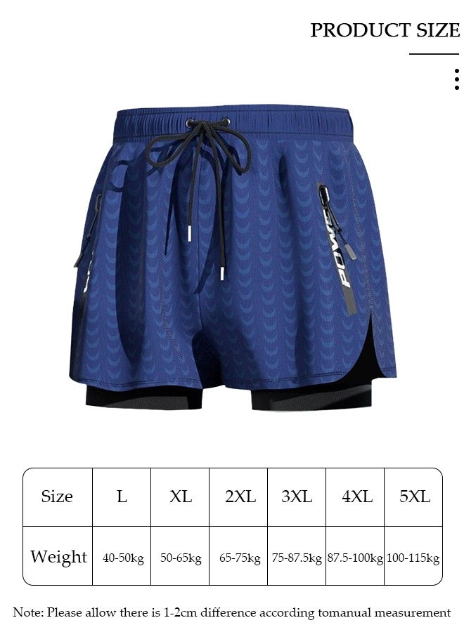 DUNISO Men's Swimming Trunks with Compression Liner, Double Layer Quick Dry Beach Shorts with Adjustable Belt Loose Breath Swim Shorts with Zipper Pockets Suits for Beach and Swimming - Image 2