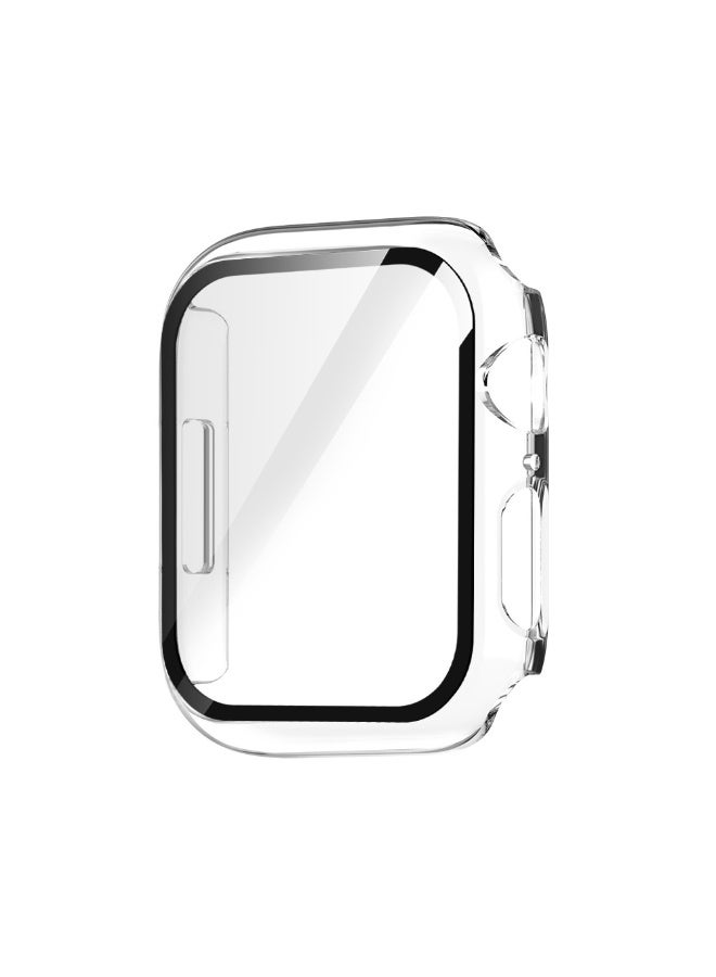 Case with Screen Protector Compatible with Apple Watch Series 9/8/7 45mm, Overall Protective Cover, Built-in Tempered Glass Film Hard PC Bumper Protective Cover, Scratch-Resistant (Clear)  - Image 1