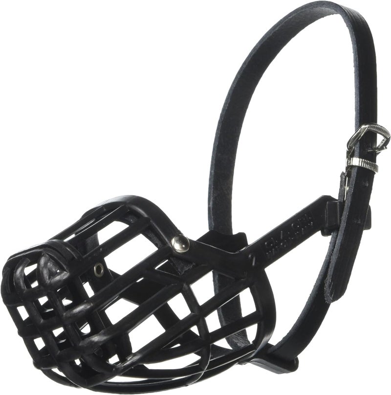 OmniPet Leather Brothers Italian Basket Dog Muzzle, Black, Size 2 - Image 1