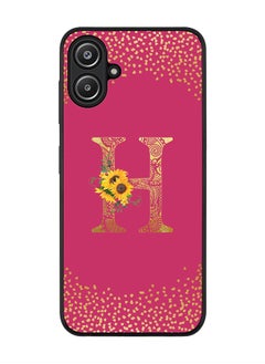 For Samsung Galaxy A06 Case,Slim fit Camera Protection, Shockproof Thin Phone cover - Custom Floral Monogram - H ( Deep Pink )