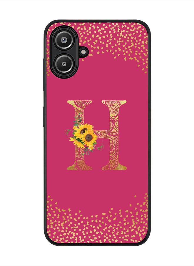 Stylizedd - For Samsung Galaxy A06 Case,Slim fit Camera Protection, Shockproof Thin Phone cover - Custom Floral Monogram - H ( Deep Pink ) - Image 1