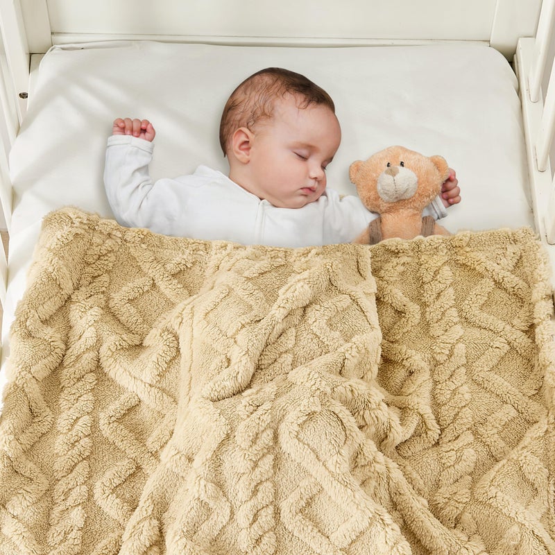 Yurhap Sherpa Fleece Baby Blanket, Ultra Soft Fluffy Premium Baby Blankets for Boys Girls, Cozy Infant Toddler Newborn Receiving Blankets for Crib Stroller 30â€Ã—40â€ (Khaki) - Image 2