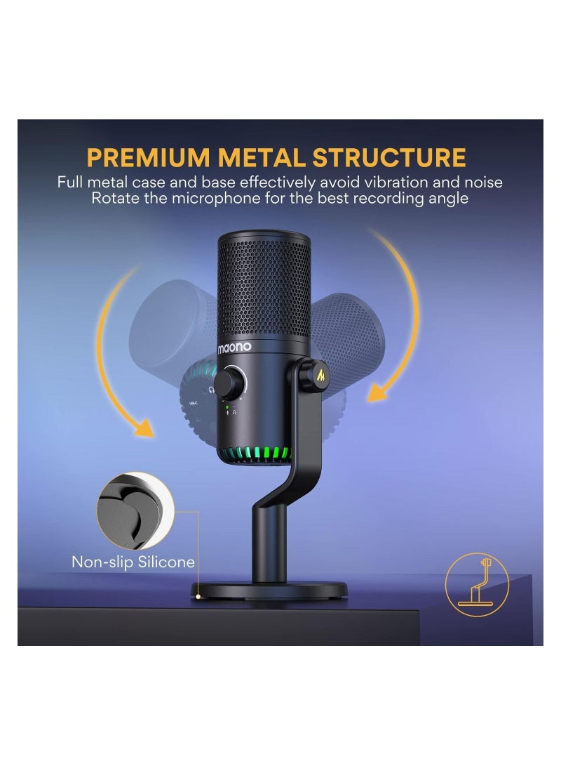 ماونو ميكروفون ألعاب MAONO USB للكمبيوتر الشخصي، ميكروفون مكثف قابل للبرمجة مع ضوء RGB، كتم الصوت، الكسب، المراقبة، التحكم في مستوى الصوت للبث، البودكاست، Twitch، YouTube، Discord، الكمبيوتر، Mac، PS5، DM30 - Image 3