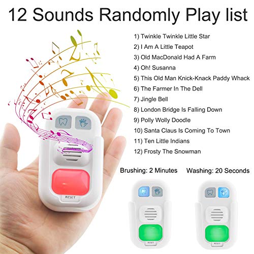 LUXSWAY Kids Musical Timer for Teethbrushing with 3 Level Volume, 20 Seconds Handwash Timer and 2 Minutes Teeth Brush Musical for Kids Training, Battery Powered Indicator LED Light - Image 3