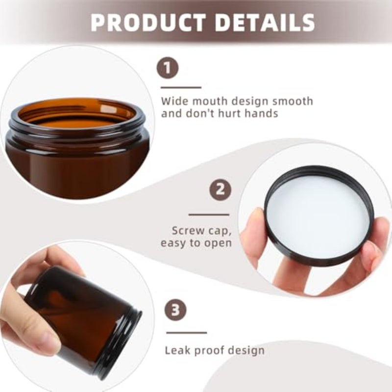 8oz Amber Glass Jars with Plastic and Metal Lids, 12 Pack Airtight Empty Candle Jars, Small Mason Jars for Food Storage, Spices, Honey, Candy, DIY Candles, and Crafts - Image 5