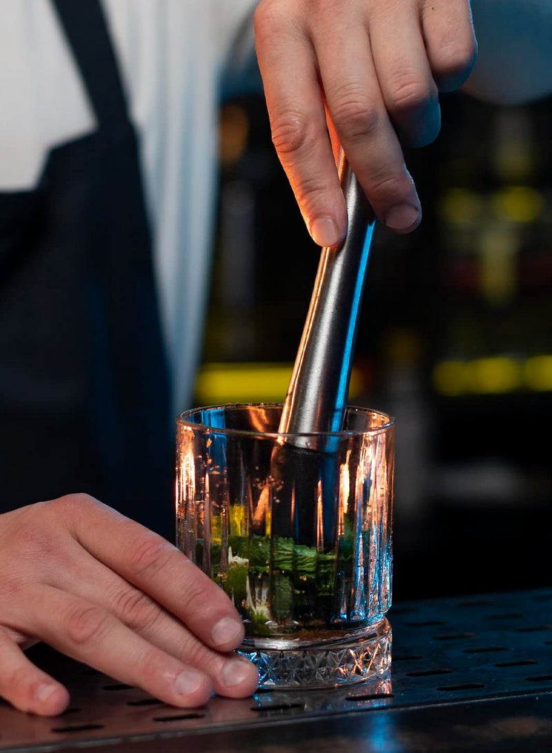 Excefore مجموعة مدلكة للكوكتيلات، 2 قطع مدلكة طويلة من الفولاذ المقاوم للصدأ، مدلكة موهيتو وكسارة ثلج، أدوات نادل، ملعقة خلط مجموعة أدوات بار احترافية للمنزل - Image 4