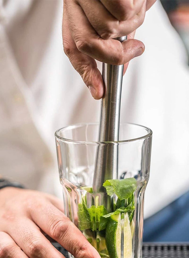 Excefore مجموعة مدلكة للكوكتيلات، 2 قطع مدلكة طويلة من الفولاذ المقاوم للصدأ، مدلكة موهيتو وكسارة ثلج، أدوات نادل، ملعقة خلط مجموعة أدوات بار احترافية للمنزل - Image 5