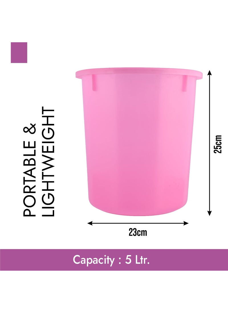 Urbane Home Urbane Home Dustbin Open Dustbin Plastic Garbage Dustbin Dustbin for Kitchen Dustbin for Bathroom Office Dustbin Plain Sada Dustbin 5 LTR Pack of 2 Pink  - Image 3