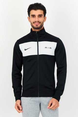 Men Sportswear Fit Long Sleeve Training Track Jacket, Black