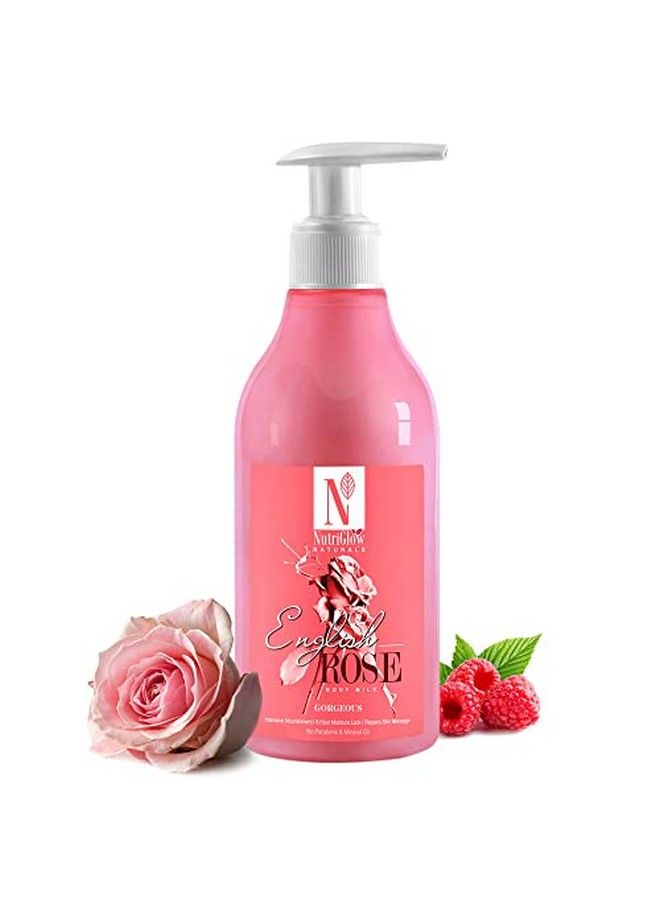 NUTRIGLOW Natural'S English Rose Body Milk For Intensive Nourishment 8 Hour Moisture Lock & Repairs Skin Damage No Parabens & Mineral Water 300 Ml - Image 2