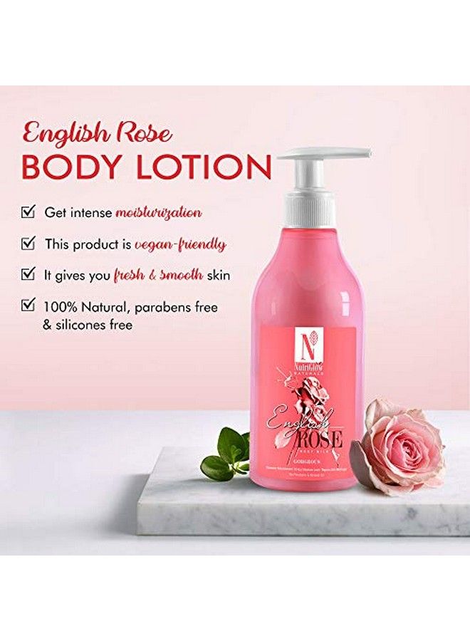 NUTRIGLOW Natural'S English Rose Body Milk For Intensive Nourishment 8 Hour Moisture Lock & Repairs Skin Damage No Parabens & Mineral Water 300 Ml - Image 4