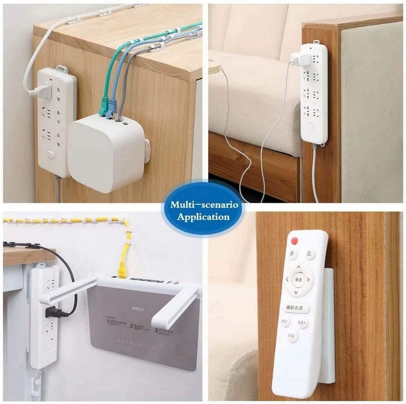 DHVSAM Dhvsam Power Strip Holder Fixator No Hole Plugin Wall Socket Sticker Fixer Loading 10 Kg Maximum for Desk Wall WiFi Router Remote Control Paper Towel Box White 2 Pcs  - Image 4