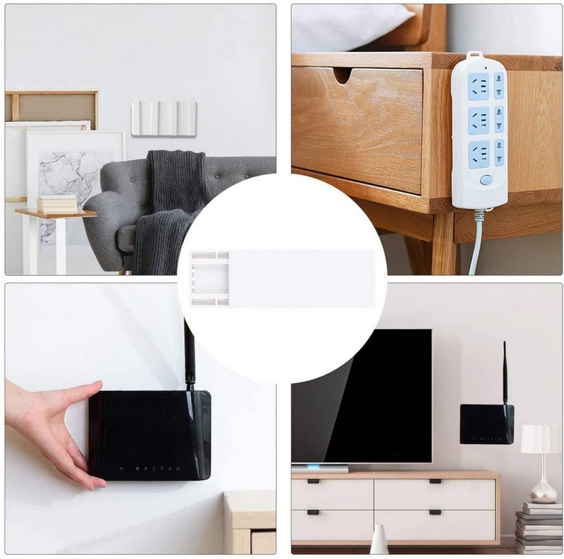 DHVSAM Dhvsam Power Strip Holder Fixator No Hole Plugin Wall Socket Sticker Fixer Loading 10 Kg Maximum for Desk Wall WiFi Router Remote Control Paper Towel Box White 2 Pcs  - Image 5