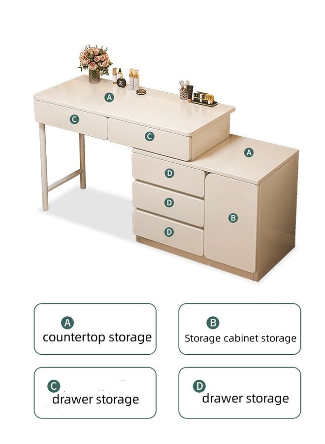 JCB CHIC Dressing Table Vanity Table with Retractable Side Cabinets，Makeup Vanity Table with Drawers，Multifunction Modern Design Dressing Table Study Table Large Storage Workstation With Side Cabinet for Bedroom Dressing Room （100×40×60CM） - Image 4