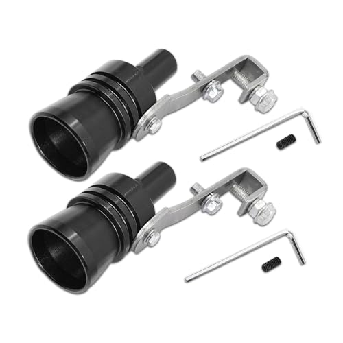 Tecledsn 2Pcs Car Turbo Whistle XL Size Aluminum Alloy Universal Turbo Sound Exhaust Muffler Pipe Whistle Car Roar Maker Black - Image 1