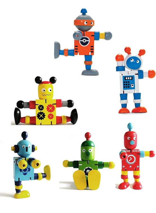 FUNCOT Action Figure Toys，Wooden Robot Flexi Toy（3PCS Random）  - Image 1
