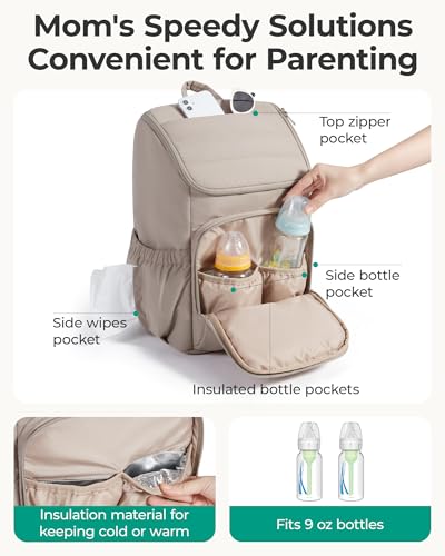 BAGSMART Diaper Bag Backpack Large Baby Diaper Bag Quilted Puffy Baby Bag for Mom with Quickaccess Insulated Pockets Lightweight Versatile Travel Backpack - Image 3