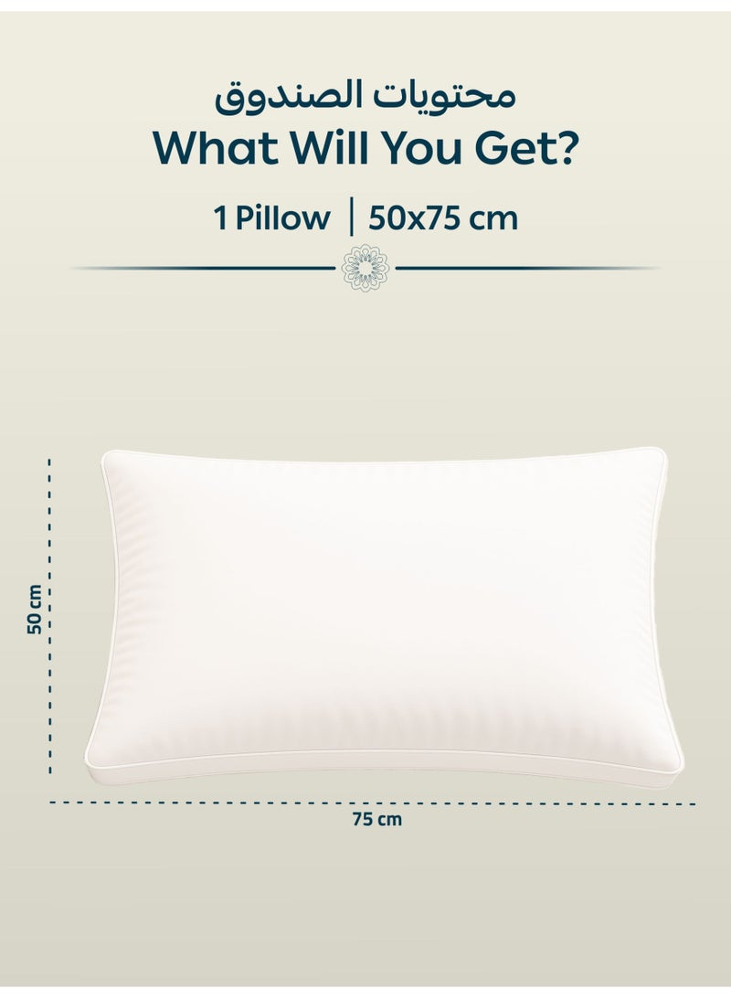 Donetella Cotton Pillow 1-Piece 1500 Gm Sleeping Bed Pillow King Size 50X75 Cm Hotel Style Double Edge Stitched Premium Gel Fibre, Medium Loft, White  - Image 3