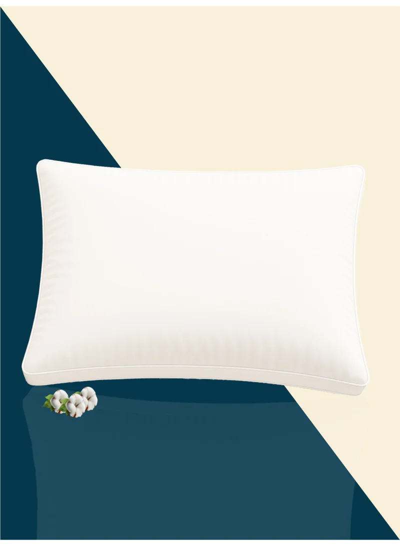 Donetella Cotton Pillow 1-Piece 1500 Gm Sleeping Bed Pillow King Size 50X75 Cm Hotel Style Double Edge Stitched Premium Gel Fibre, Medium Loft, White