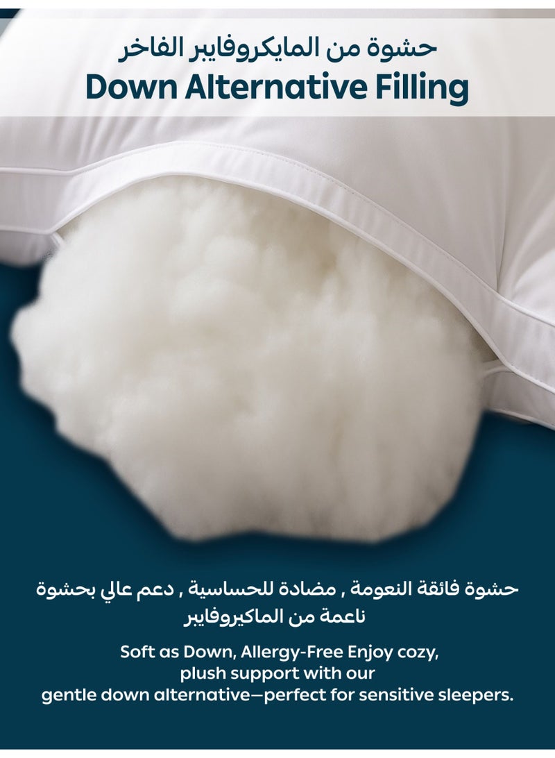 Donetella Cotton Pillow 1-Piece 1500 Gm Sleeping Bed Pillow King Size 50X75 Cm Hotel Style Double Edge Stitched Premium Gel Fibre, Medium Loft, White  - Image 5