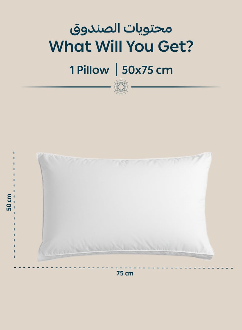 Donetella Cotton Pillow 1-Piece 1500 gram Sleeping Bed Pillow King Size 50X75 Cm Hotel Style gusseted Premium Gel Fibre, Medium Loft, White - Image 2