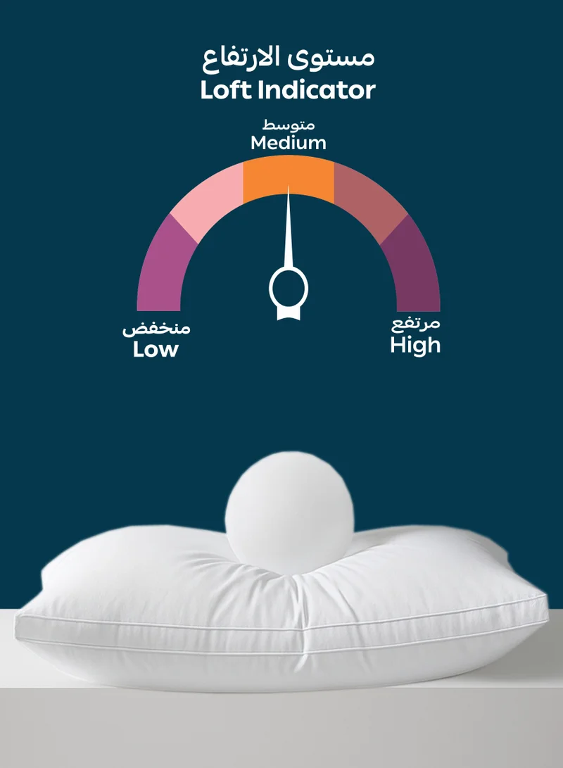 Donetella Cotton Pillow 1-Piece 1500 gram Sleeping Bed Pillow King Size 50X75 Cm Hotel Style gusseted Premium Gel Fibre, Medium Loft, White
