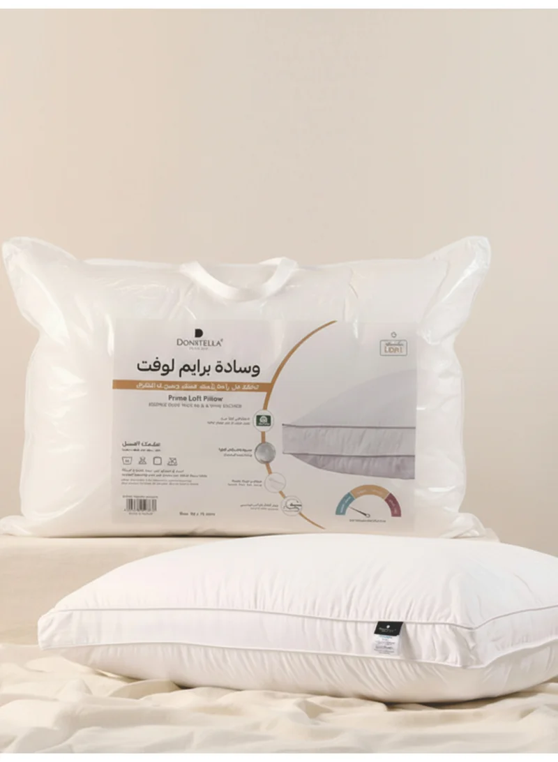 Donetella Cotton Pillow 1-Piece 1500 gram Sleeping Bed Pillow King Size 50X75 Cm Hotel Style gusseted Premium Gel Fibre, Medium Loft, White