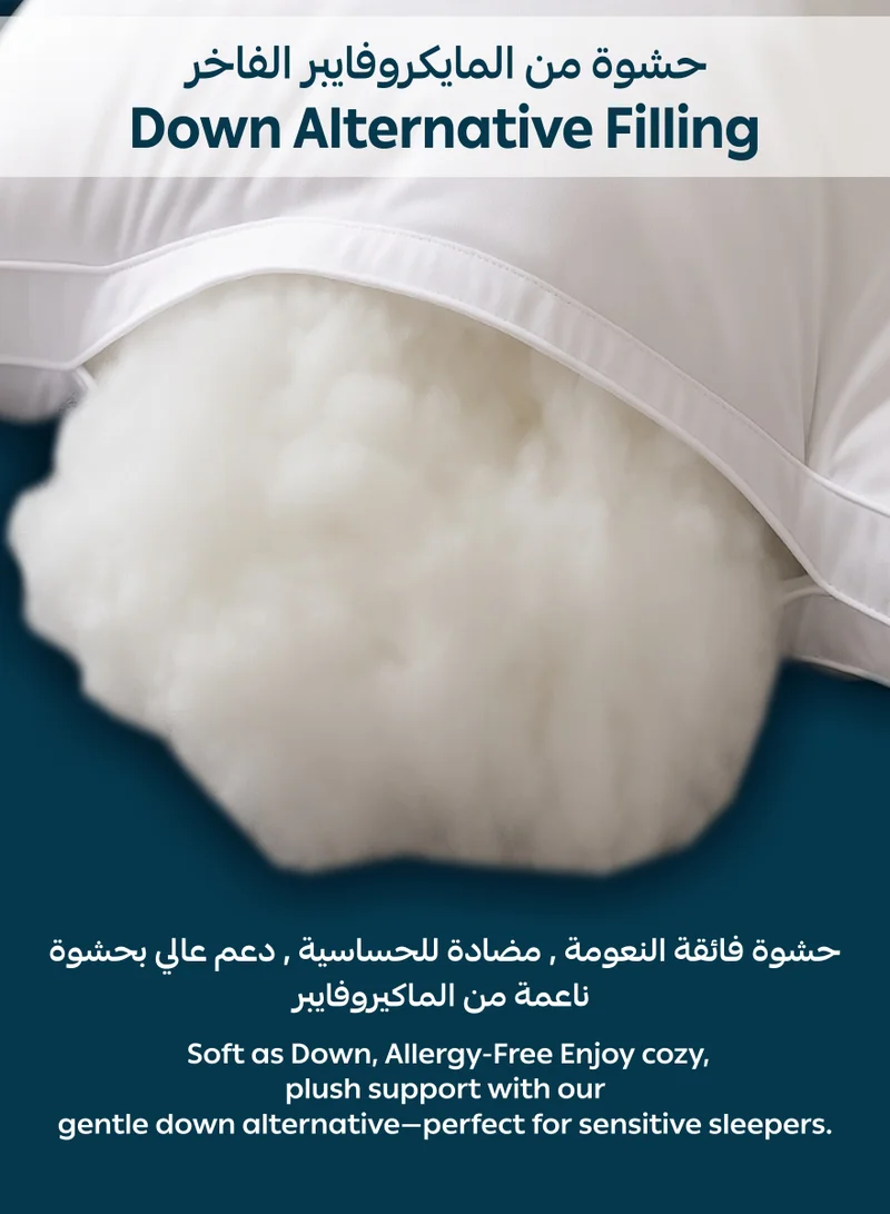 Donetella Cotton Pillow 1-Piece 1500 gram Sleeping Bed Pillow King Size 50X75 Cm Hotel Style gusseted Premium Gel Fibre, Medium Loft, White