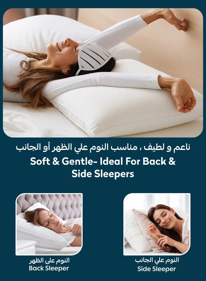 Donetella Cotton Pillow 1-Piece 1500 gram Sleeping Bed Pillow King Size 50X75 Cm Hotel Style gusseted Premium Gel Fibre, Medium Loft, White