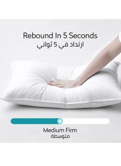 Donetella Cotton Pillow 1-Piece 1600 Gm Sleeping Bed Pillow King Size 50X75 Cm Hotel Style Double Edge Stitched Premium Gel Fibre, Medium Loft, White  - Image 5