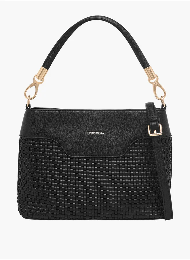 Flora Bella By Shoexpress Textured Crossbody Bag with Zip Closure and Adjustable Strap